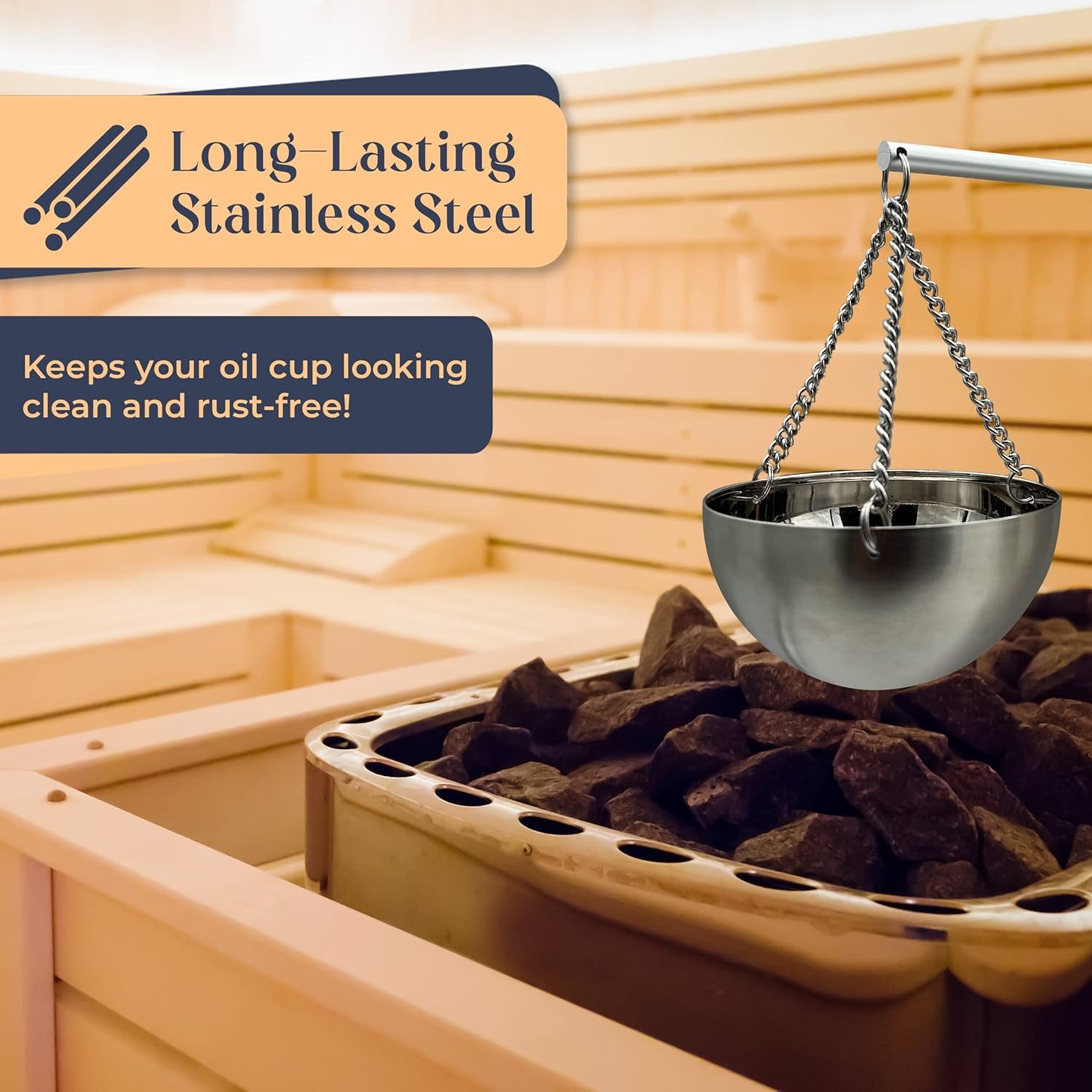 レッドシダー ステンレス サウナオイルカップ 壁掛け・可動アーム付き サウナアロマアクセサリー（シルバー）