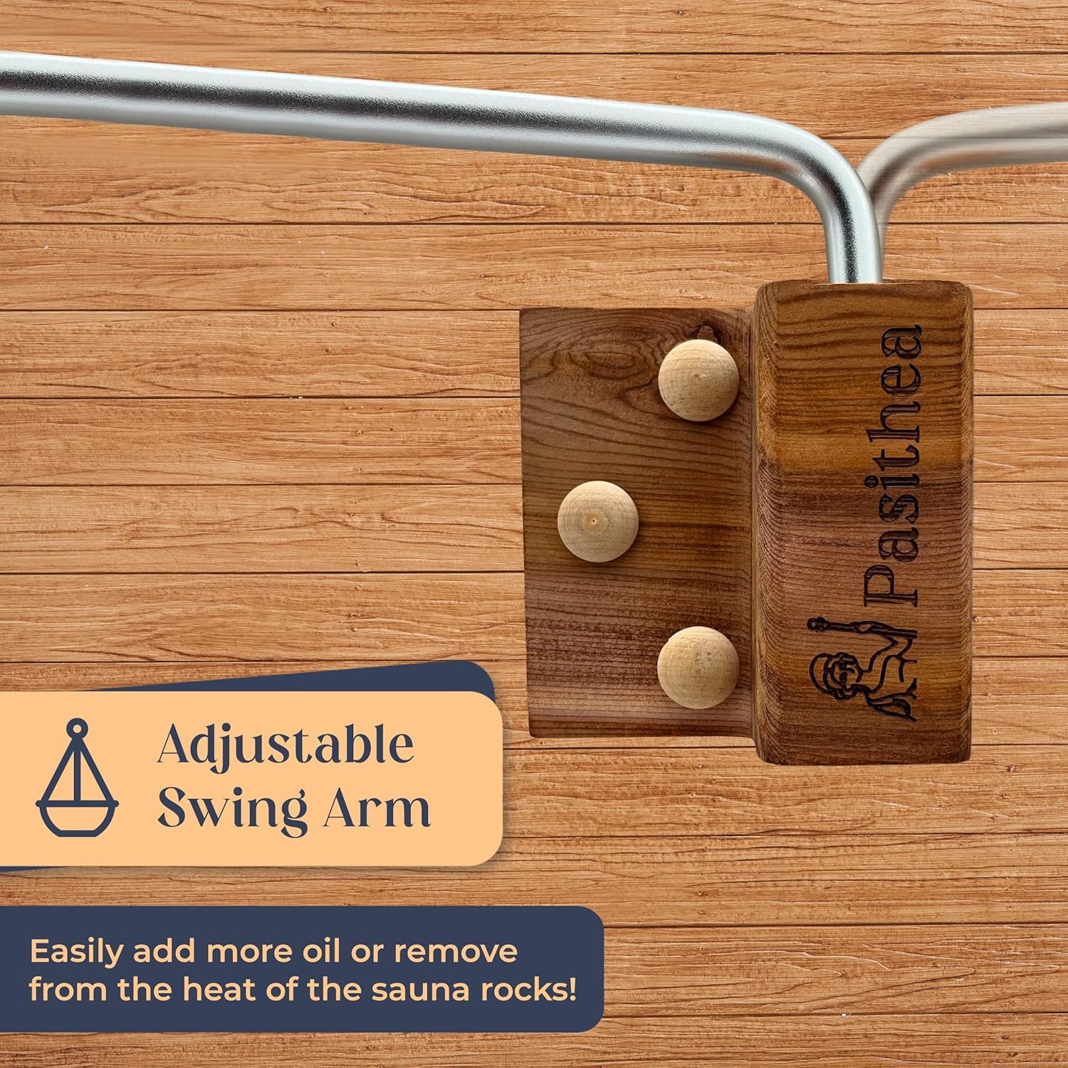 レッドシダー ステンレス サウナオイルカップ 壁掛け・可動アーム付き サウナアロマアクセサリー（シルバー）