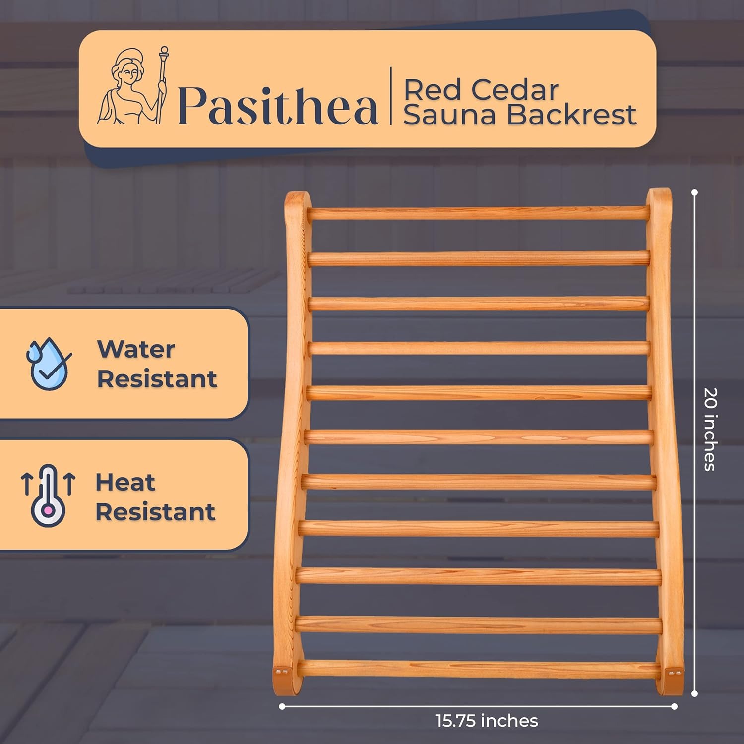 Pasithea カナダ産レッドシダー サウナバックレスト（S字カーブデザイン）