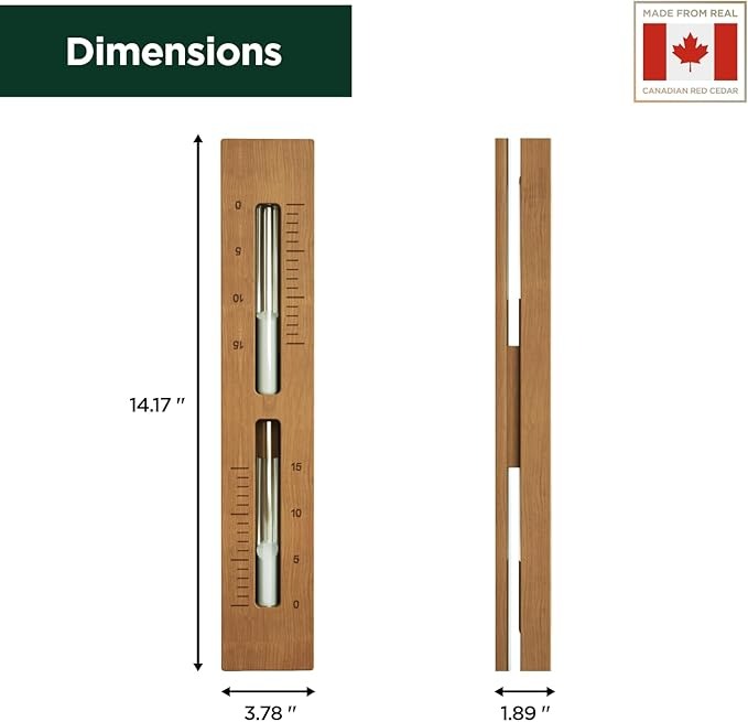 サウナサンドタイマー - カナダ レッドシダーウッド 壁掛け式回転15分砂時計
