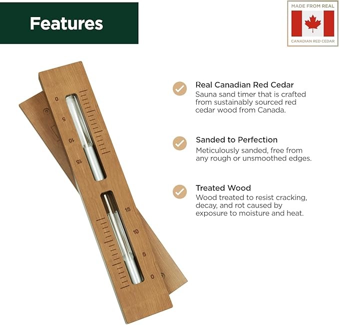 サウナサンドタイマー - カナダ レッドシダーウッド 壁掛け式回転15分砂時計