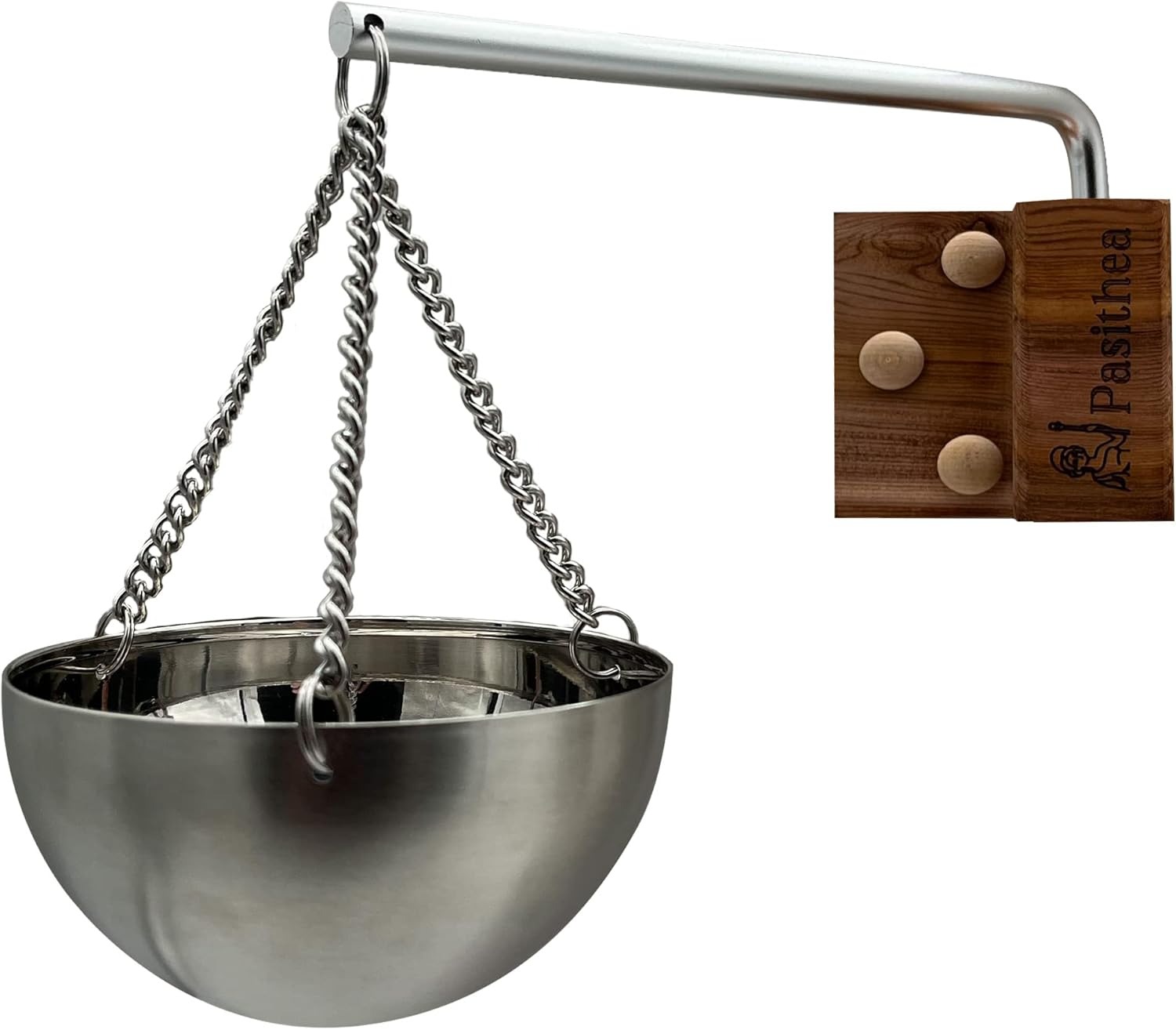 レッドシダー ステンレス サウナオイルカップ 壁掛け・可動アーム付き サウナアロマアクセサリー(シルバー)