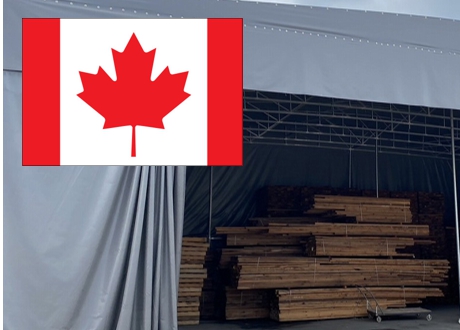 カナダ産木材を計画的に2か月ほど天日干し、乾燥などをしてからサウナを生産