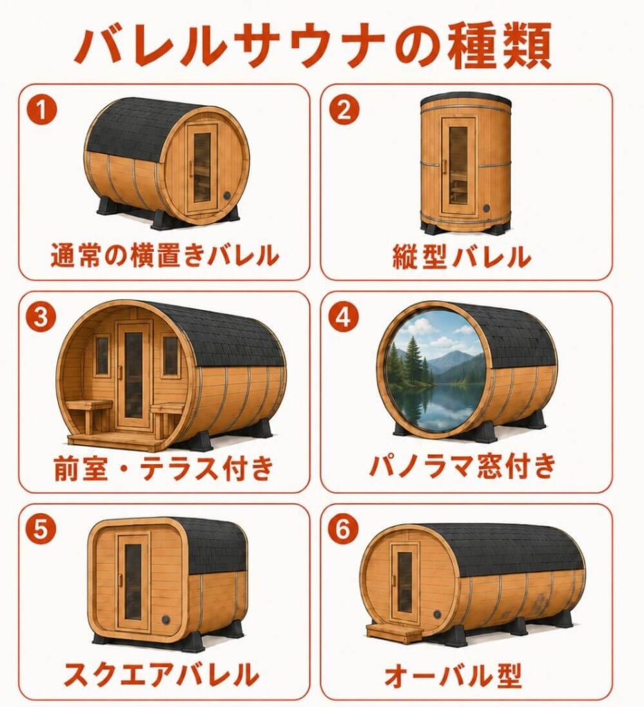 バレルサウナの主な種類
