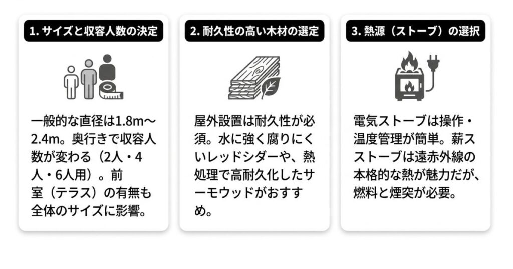 自宅に最適なバレルサウナの選び方|3つのステップ