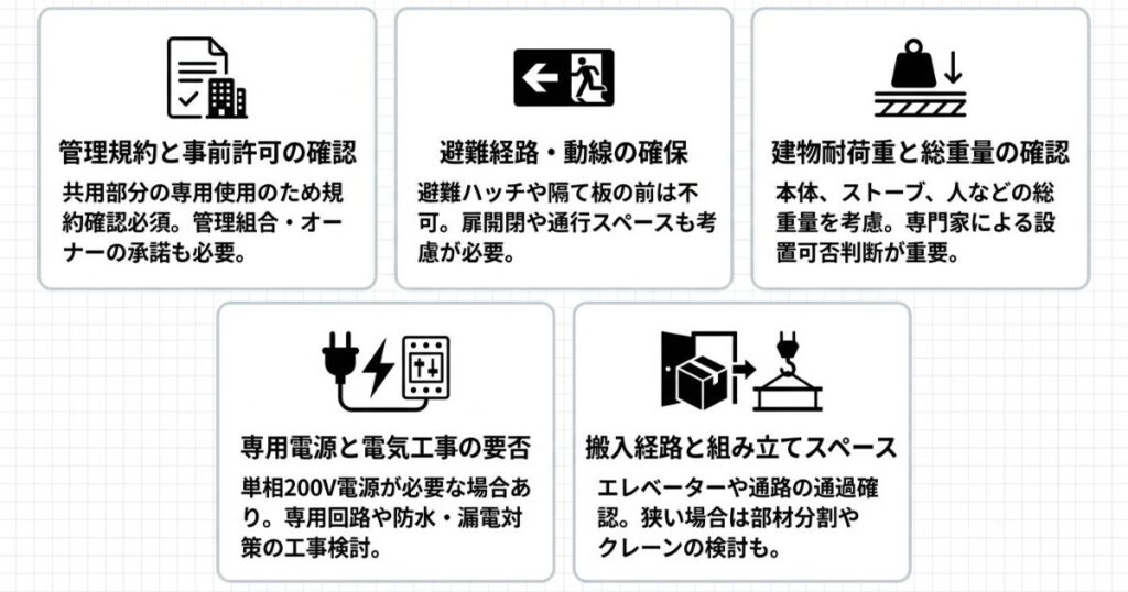 マンションにバレルサウナを設置するために確認すべき5つの条件