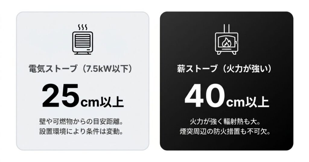 バレルサウナで確保すべき離隔距離の具体的な数値